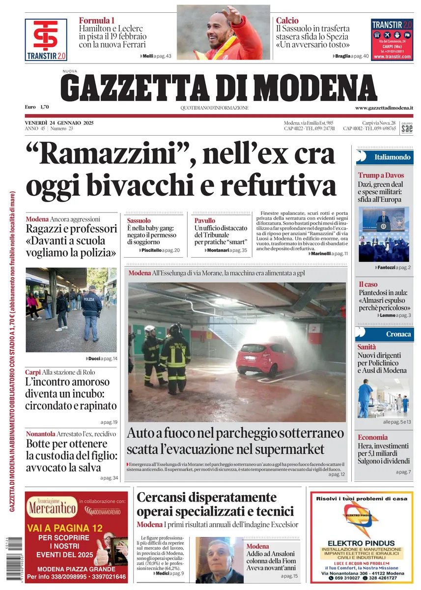 Prima-pagina-gazzetta di modena-oggi-edizione-del-2025-01-24